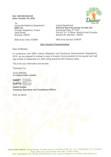 Thumbnail Dabur Quarterly Report 2024-q2