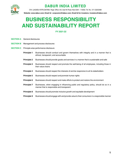 Thumbnail Dabur Sustainability Report 2021-2022