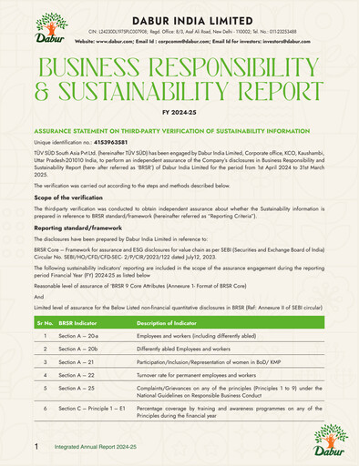 Thumbnail Dabur Sustainability Report 2024-2025