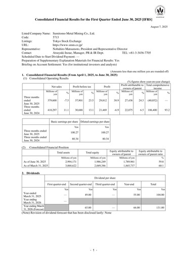 Vorschaubild Sumitomo Metal Mining Quartalsbericht 2026-q1