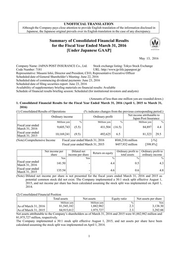 Thumbnail Japan Post Insurance
 Financial Statement fy2015