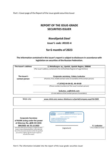 Thumbnail Novolipetsk Steel
 Half-year Report 2023-h1