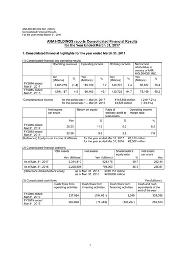 Thumbnail ANA Holdings
 Financial Statement fy2016