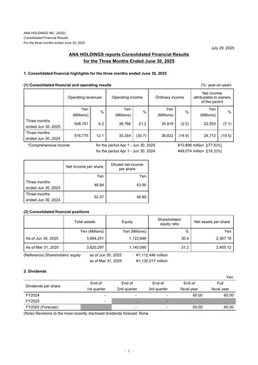 Thumbnail ANA Holdings
 Quarterly Report 2025-q1