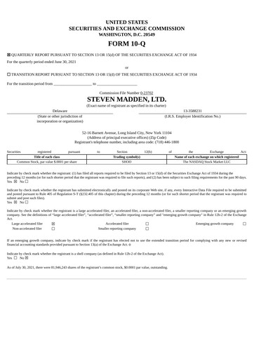 Vorschaubild Steve Madden
 Quartalsbericht 2021-q2