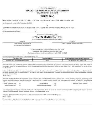 Vorschaubild Steve Madden
 Quartalsbericht 2021-q3