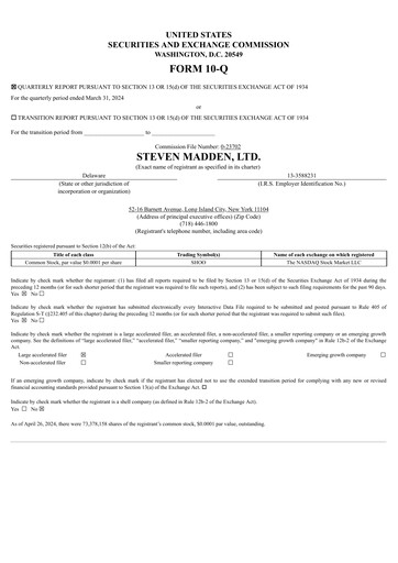 Vorschaubild Steve Madden
 Quartalsbericht 2024-q1