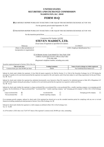 Vorschaubild Steve Madden
 Quartalsbericht 2025-q3