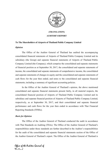Thumbnail Airports of Thailand Financial Statement fy2017