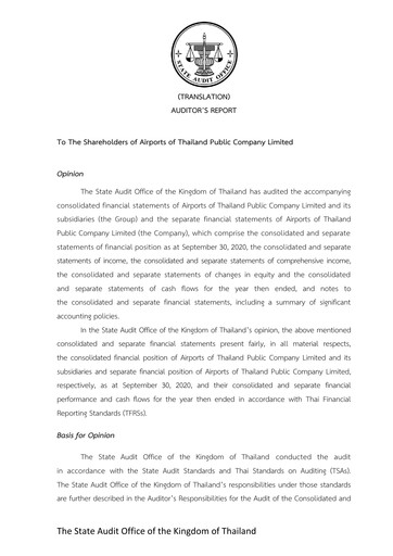 Thumbnail Airports of Thailand Financial Statement fy2020