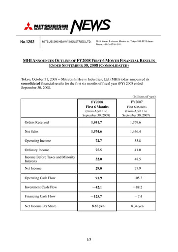Thumbnail Mitsubishi Heavy Industries Half-year Report 2008-h1