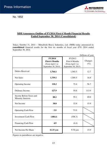 Thumbnail Mitsubishi Heavy Industries Half-year Report 2014-h1