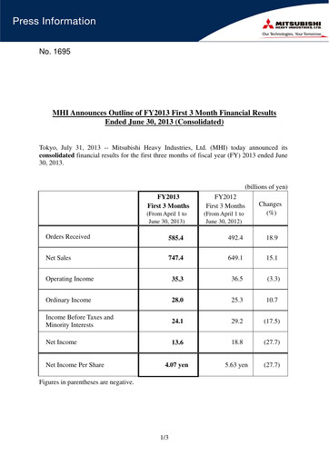 Vorschaubild Mitsubishi Heavy Industries Quartalsbericht 2013-q1