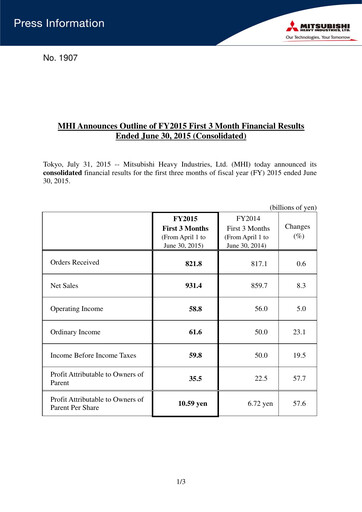 Vorschaubild Mitsubishi Heavy Industries Quartalsbericht 2015-q1