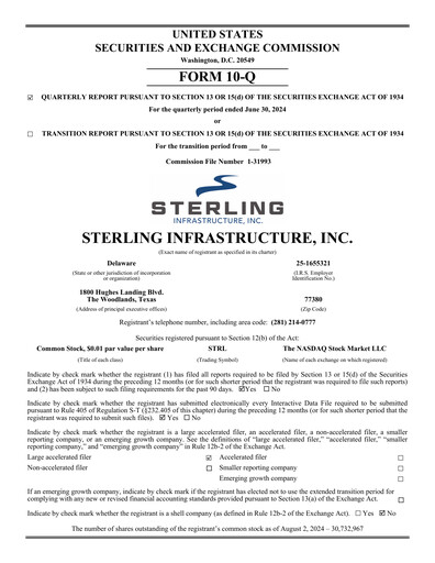 Thumbnail Sterling Infrastructure Quarterly Report 2024-q2