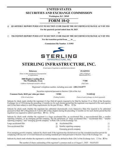 Thumbnail Sterling Infrastructure Quarterly Report 2025-q2