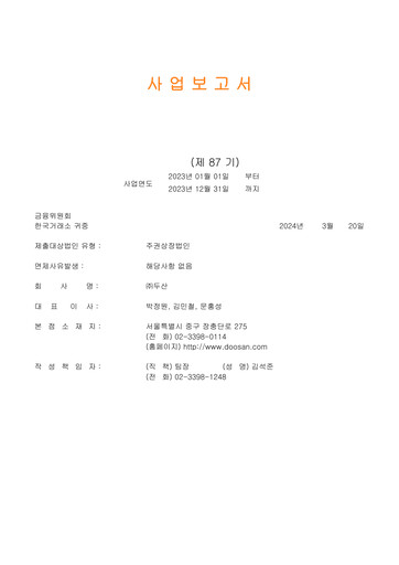 Miniature Doosan Rapport annuel 2023