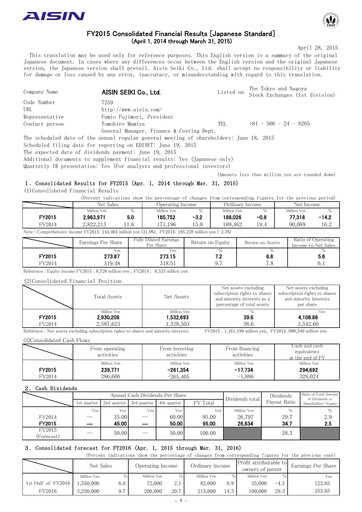 Thumbnail Aisin Seiki
 Financial Report fy2015