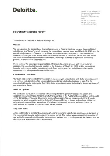 Thumbnail Resona Holdings
 Financial Statement fy2023