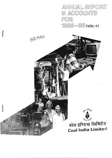 Thumbnail Coal India Annual Report 1985-1986