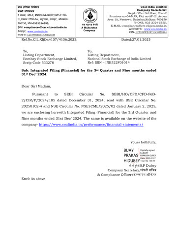 Thumbnail Coal India Quarterly Report 2024-q3