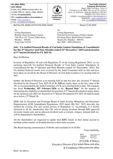Thumbnail Coal India Quarterly Report 2025-q3