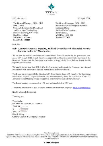 Thumbnail Titan Company Financial Statement 2020-2021