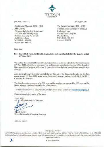 Vorschaubild Titan Company Quartalsbericht 2021-q1
