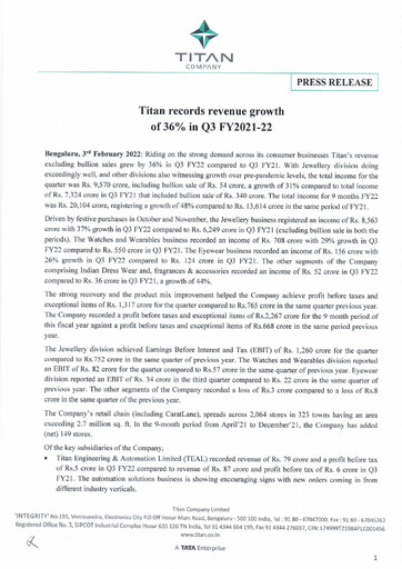 Vorschaubild Titan Company Quartalsbericht 2021-q3