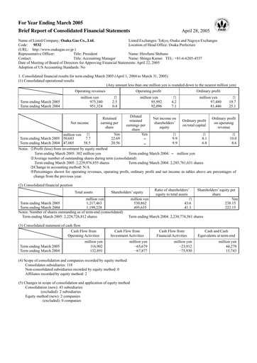 Vorschaubild Osaka Gas
 Finanzmitteilung fy2005