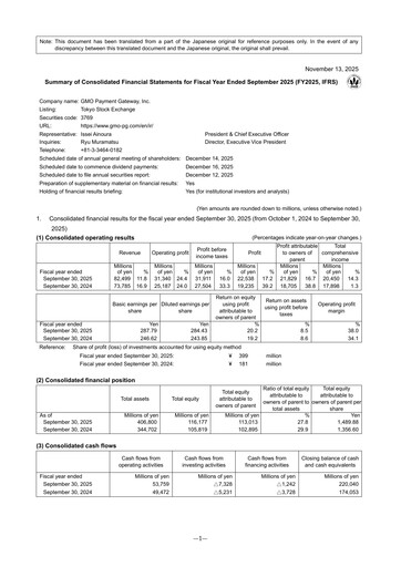 Thumbnail GMO Payment Gateway Financial Statement fy2025