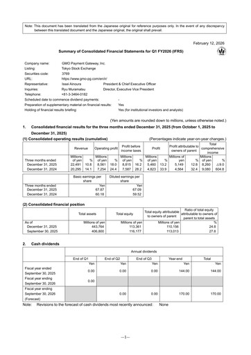 Thumbnail GMO Payment Gateway Quarterly Report fy2026-q1
