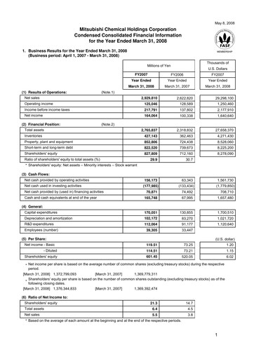 Thumbnail Mitsubishi Chemical Holdings
 Financial Report 2007