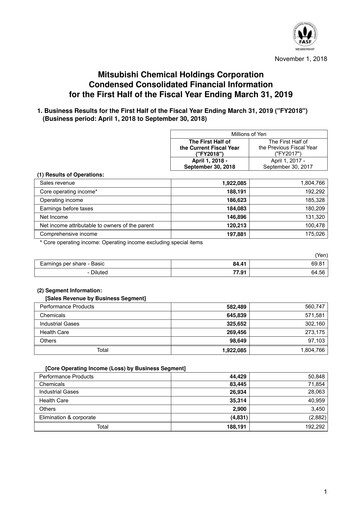 Thumbnail Mitsubishi Chemical Holdings
 Half-year Report 2018-h1