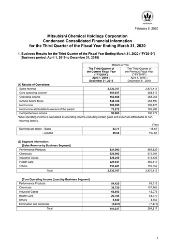 Thumbnail Mitsubishi Chemical Holdings
 Quarterly Report 2019-q3