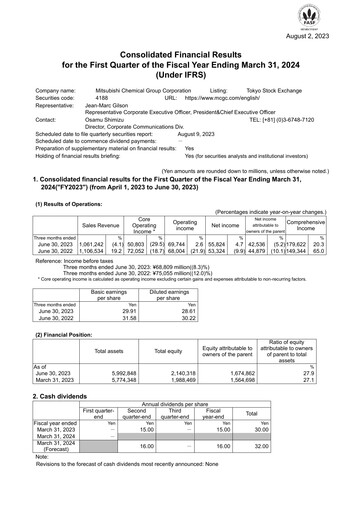 Thumbnail Mitsubishi Chemical Holdings
 Quarterly Report 2023-q1