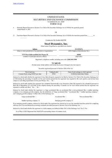 Thumbnail Steel Dynamics
 Quarterly Report 2025-q1