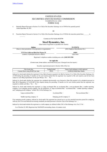 Thumbnail Steel Dynamics
 Quarterly Report 2025-q3