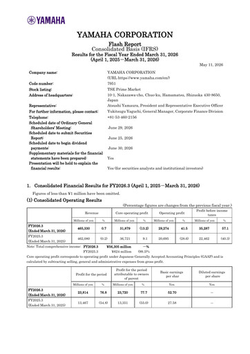 Thumbnail Yamaha Financial Report fy2026