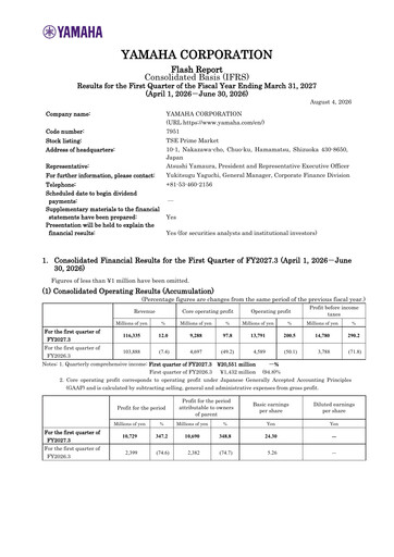 Thumbnail Yamaha Quarterly Report 2027-q1