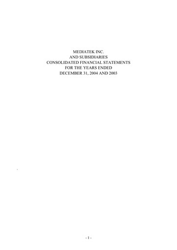 Thumbnail MediaTek Financial Statement 2004