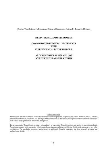 Thumbnail MediaTek Financial Statement 2008