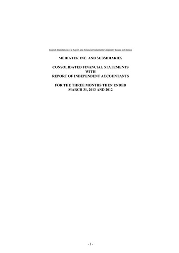 Thumbnail MediaTek Financial Statement 2013-q1