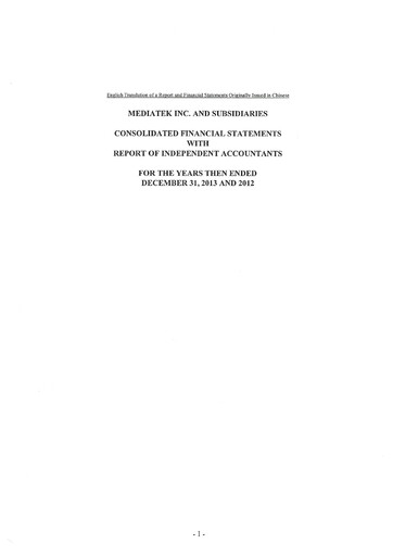 Thumbnail MediaTek Financial Statement 2013