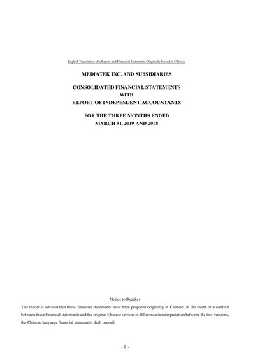 Thumbnail MediaTek Financial Statement 2019-q1