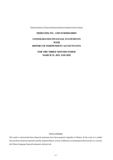 Thumbnail MediaTek Financial Statement 2021-q1