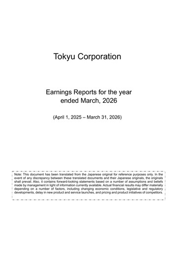 Thumbnail Tokyu Financial Report 2026
