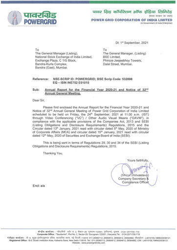 Thumbnail Powergrid Corporation of India
 Annual Report 2020-2021