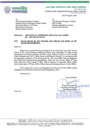 Thumbnail Powergrid Corporation of India
 Annual Report 2021-2022