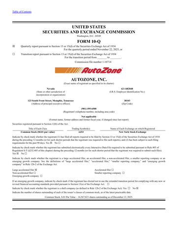 Thumbnail AutoZone Quarterly Report 2026-q1